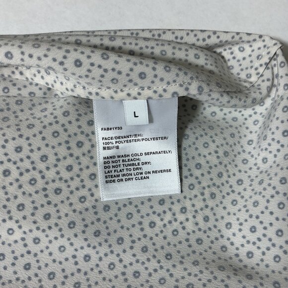 Lafayette 148 Black & White Scottie Dot Print Button Up Shirt Blouse L - Picture 9 of 10